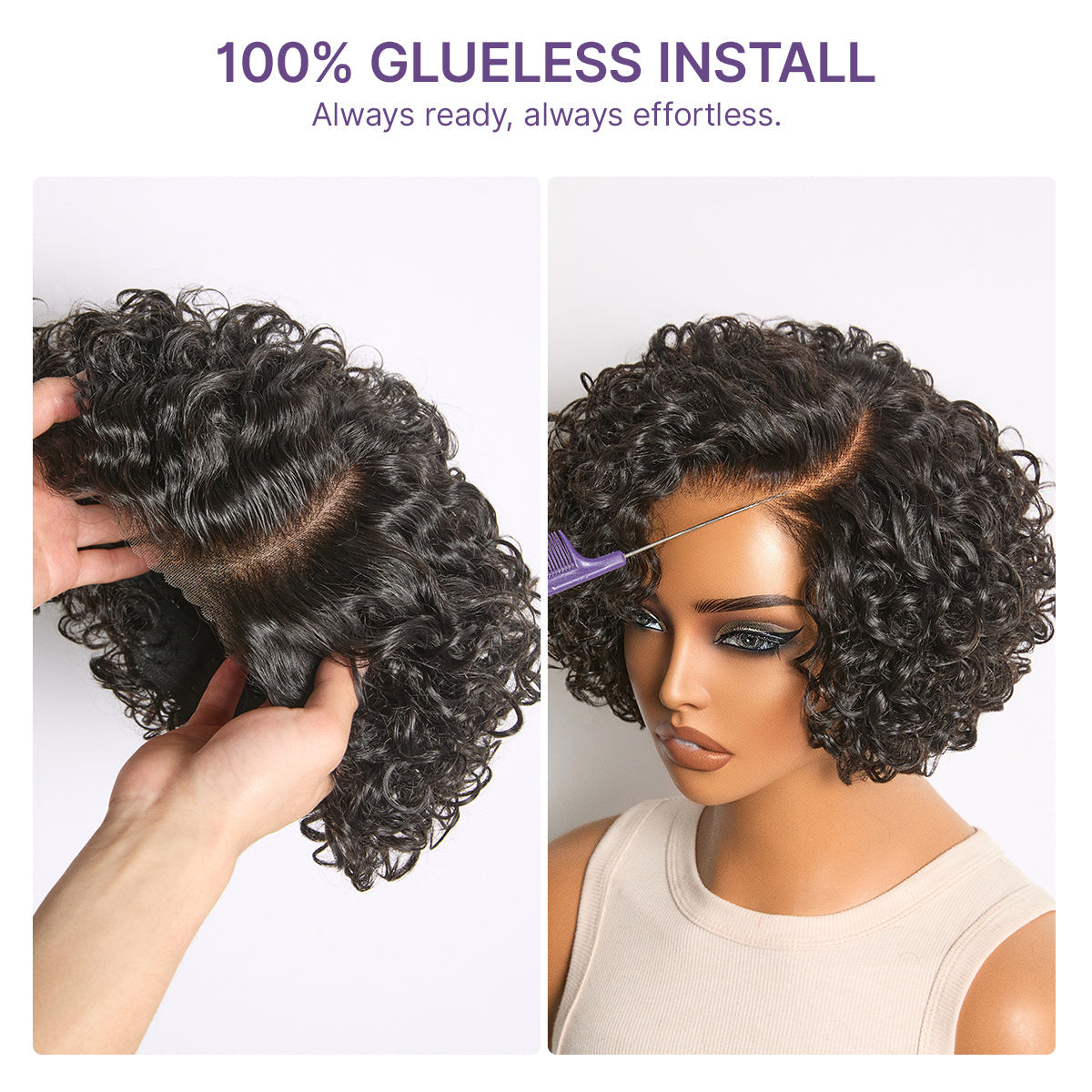 ✨Mature Bouncy Curl C-Part Glueless HD Lace Wig