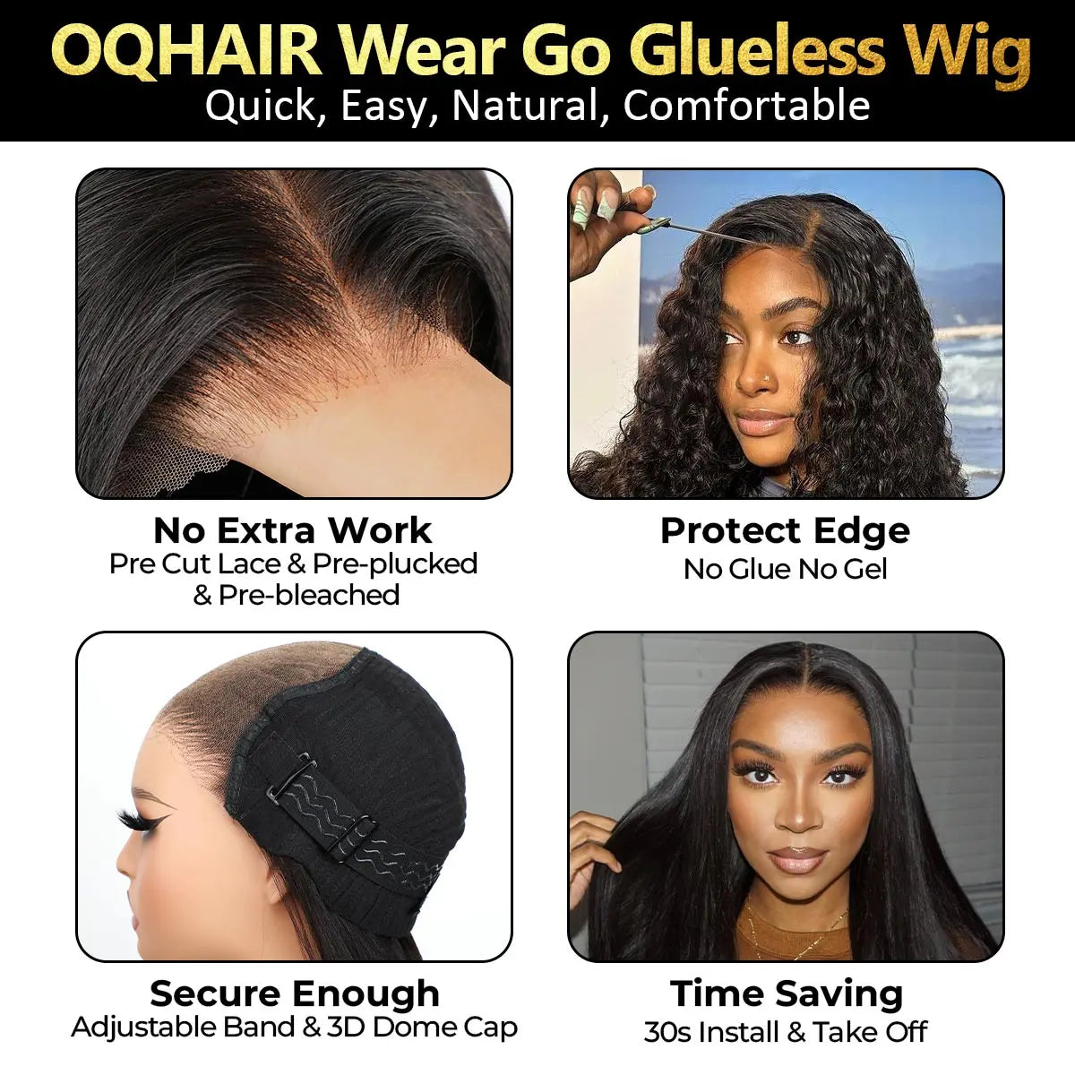 ✨ Wear & Go Glueless Straight Lace Wig – Beginner Friendly